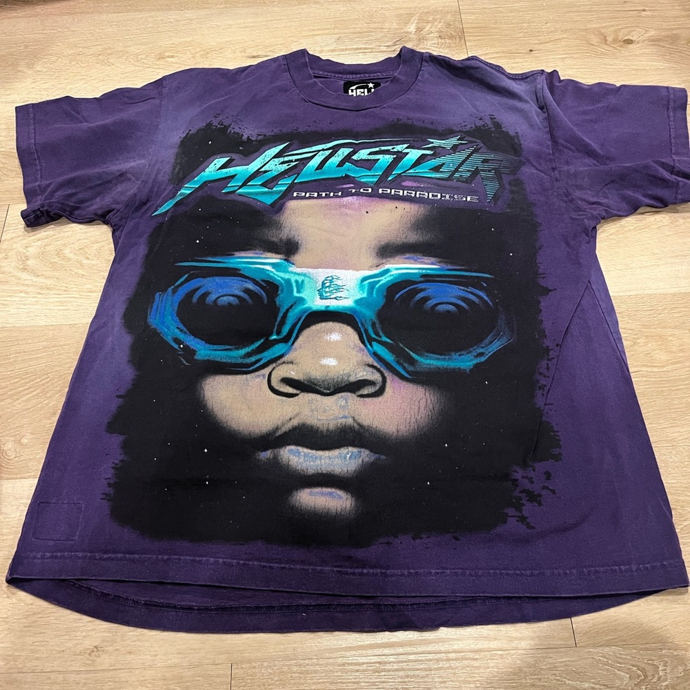 HellStar Purple Graphic T-Shirt with Blue Accents